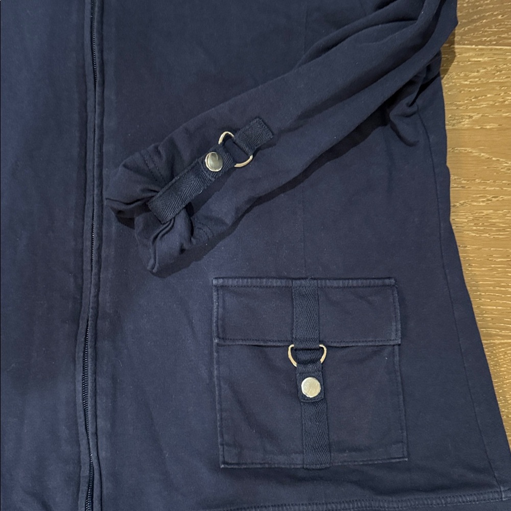 Karen Scott Navy Utility Jacket Zip Front Size XL Lightweight Casual Chic - Picture 4 of 6